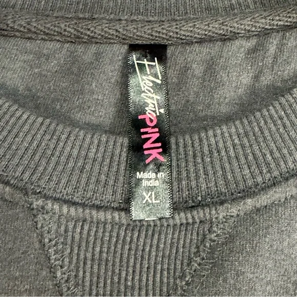 Hot Topic Pink Graphic Black Crewneck Unisex Retro Sweatshirt ‘Just A Vibe’ XL - Picture 4 of 11